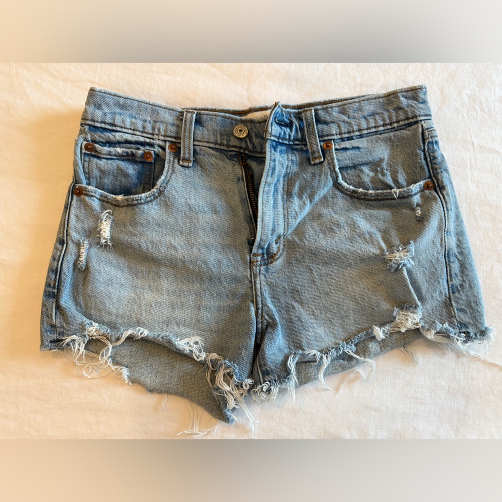 Abercrombie & Fitch Light Blue Distressed Jean Shorts